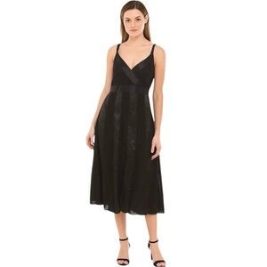 Believe Black Satin And Chiffon Stripe Cocktail Dress Size 12